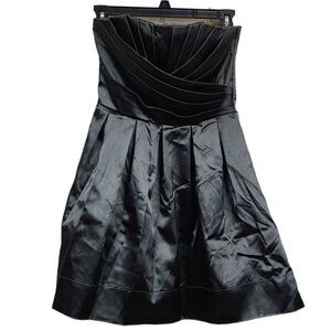 Charlotte Russe Satin Party Prom Dress Charcoal Gray Strapless Bandage Pleated